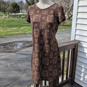 Vintage 90s Wingshing Brown Tie Waist Dress